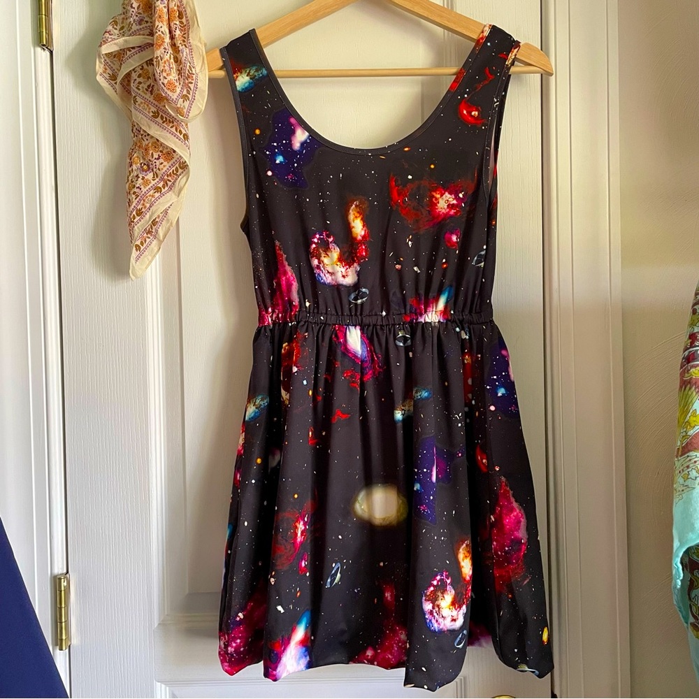 Galaxy Print Skater Dress